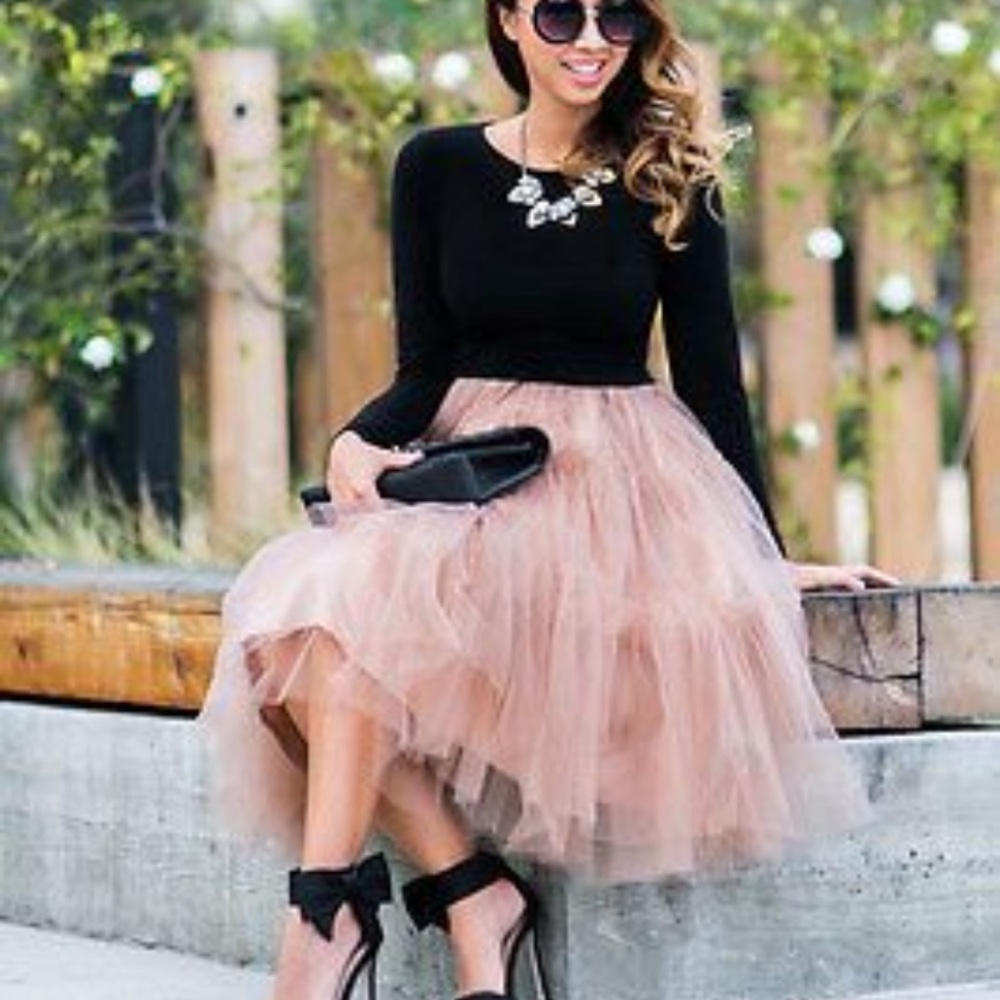 Honey beige/light pink tulle skirt